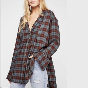 Free people All About The Feel  Plaid Shirt Blouse